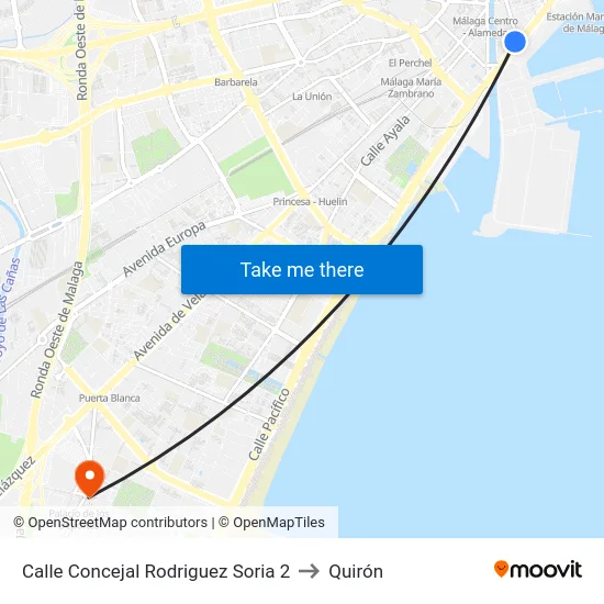 Calle Concejal Rodriguez Soria 2 to Quirón map