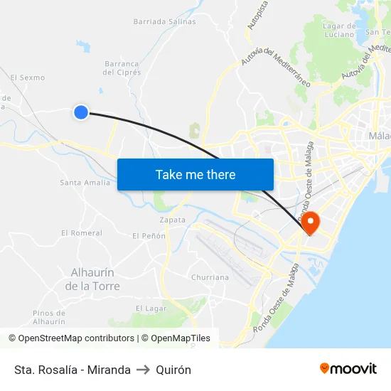 Sta. Rosalía - Miranda to Quirón map