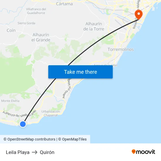 Leila Playa to Quirón map