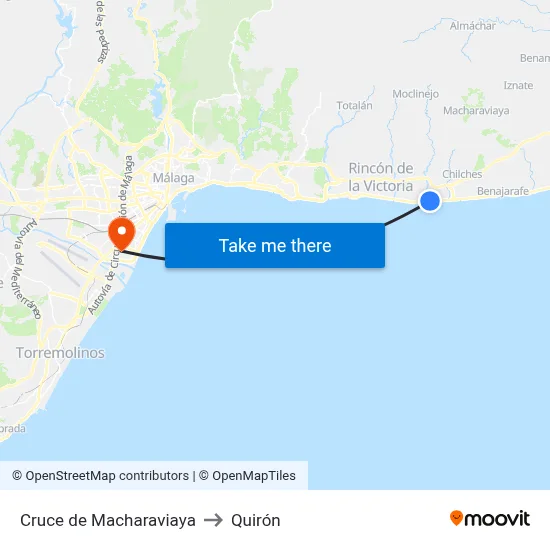 Cruce de Macharaviaya to Quirón map