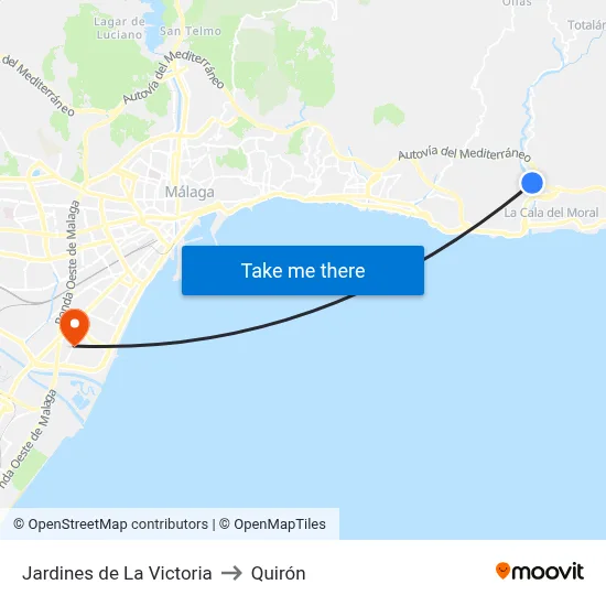 Jardines de La Victoria to Quirón map