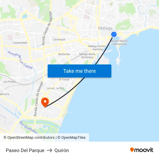 Paseo Del Parque to Quirón map