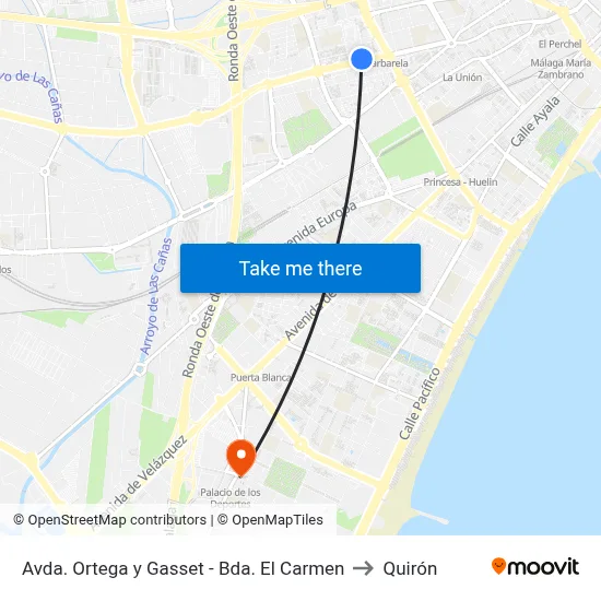 Avda. Ortega y Gasset - Bda. El Carmen to Quirón map
