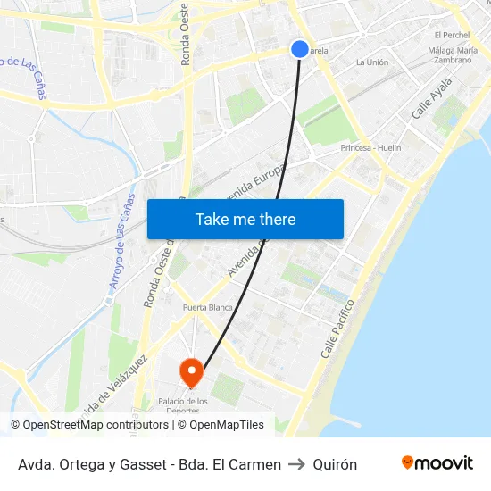 Avda. Ortega y Gasset - Bda. El Carmen to Quirón map