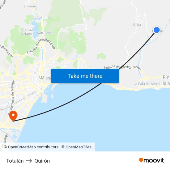 Totalán to Quirón map