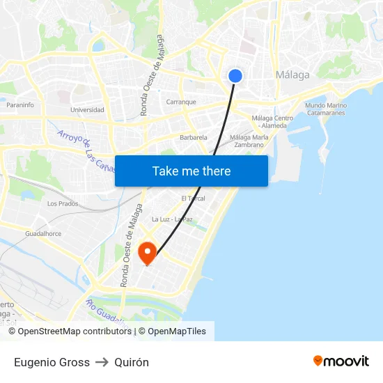 Eugenio Gross to Quirón map