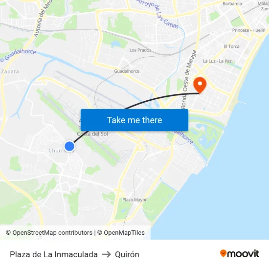 Plaza de La Inmaculada to Quirón map