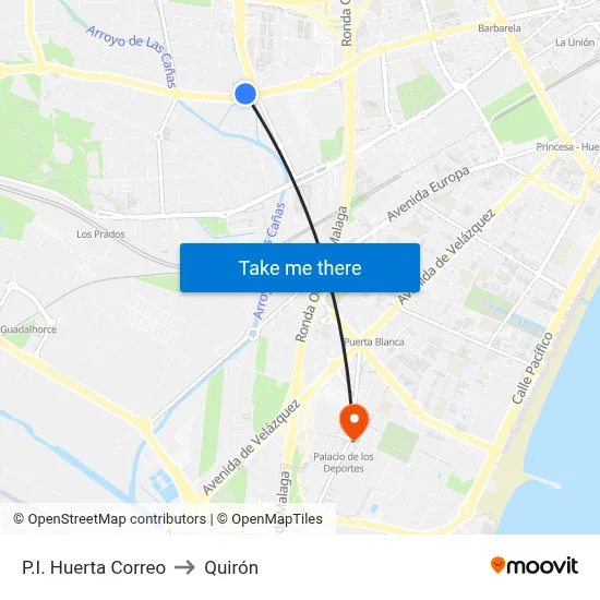 P.I. Huerta Correo to Quirón map