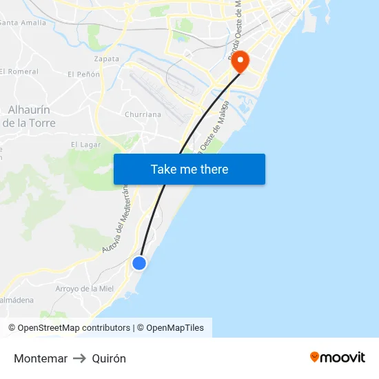 Montemar to Quirón map