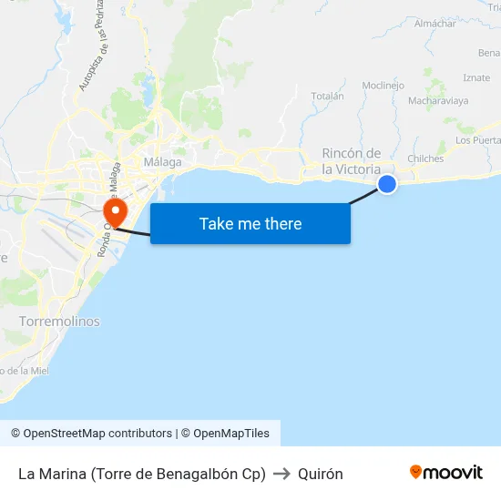 La Marina (Torre de Benagalbón Cp) to Quirón map