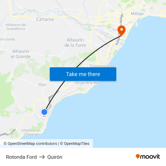 Rotonda Ford to Quirón map