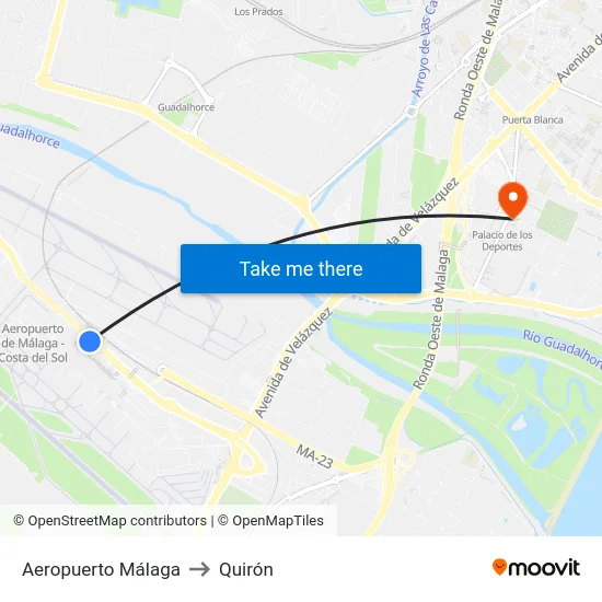 Aeropuerto Málaga to Quirón map