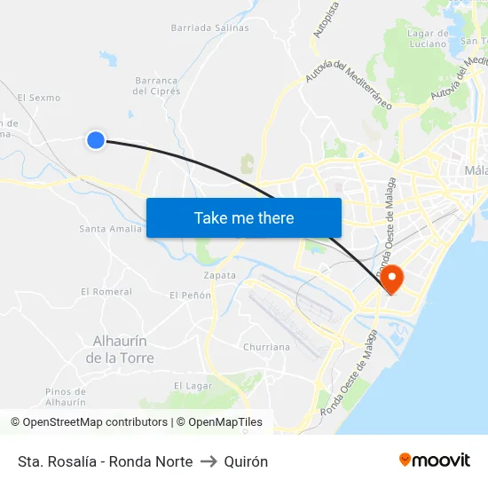 Sta. Rosalía - Ronda Norte to Quirón map