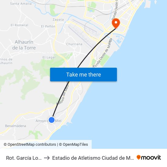 Rot. García Lorca to Estadio de Atletismo Ciudad de Málaga map