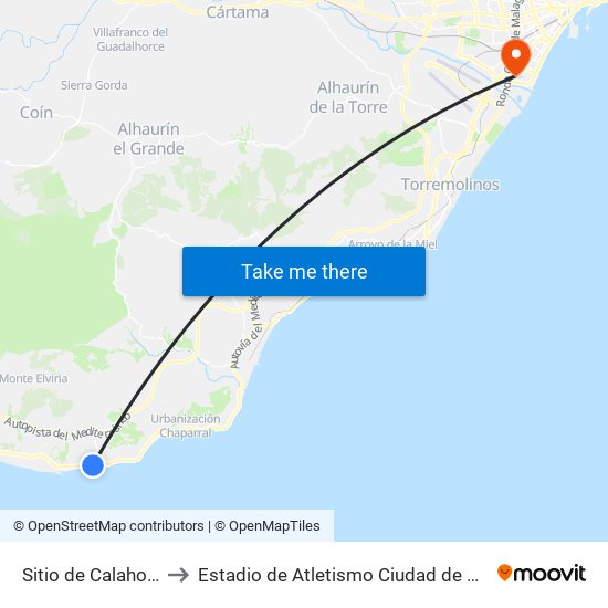 Sitio de Calahonda to Estadio de Atletismo Ciudad de Málaga map