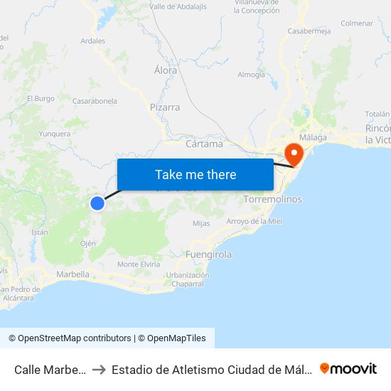 Calle Marbella to Estadio de Atletismo Ciudad de Málaga map