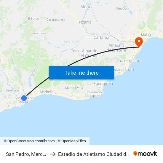 San Pedro, Mercadona to Estadio de Atletismo Ciudad de Málaga map