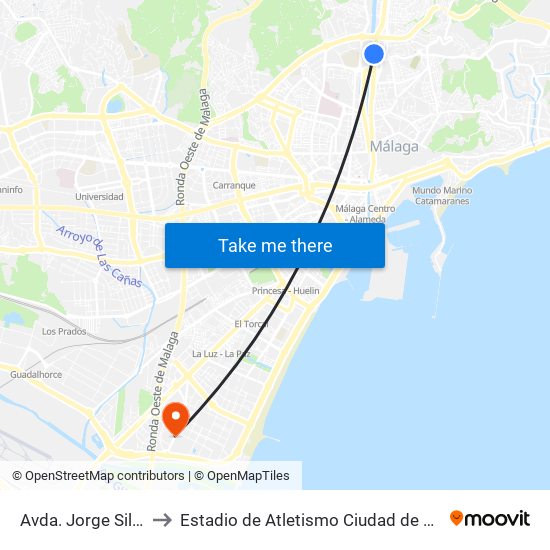 Avda. Jorge Silvela to Estadio de Atletismo Ciudad de Málaga map