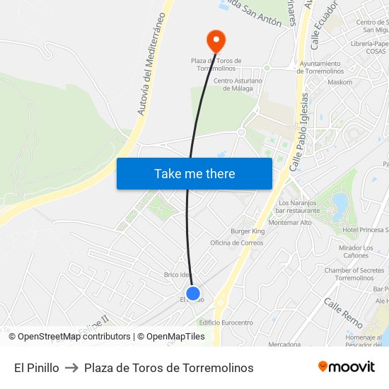 El Pinillo to Plaza de Toros de Torremolinos map