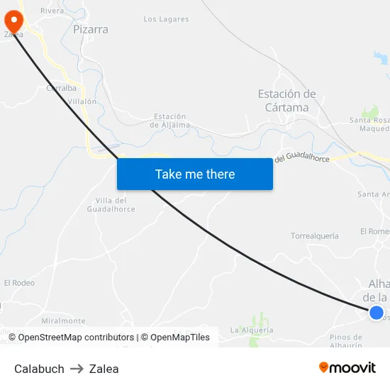 Calabuch to Zalea map