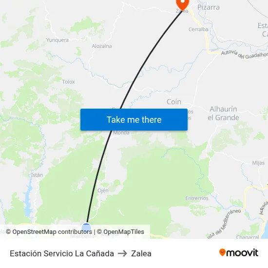Estación Servicio La Cañada to Zalea map