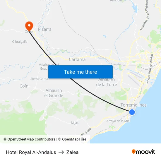 Hotel Royal Al-Andalus to Zalea map