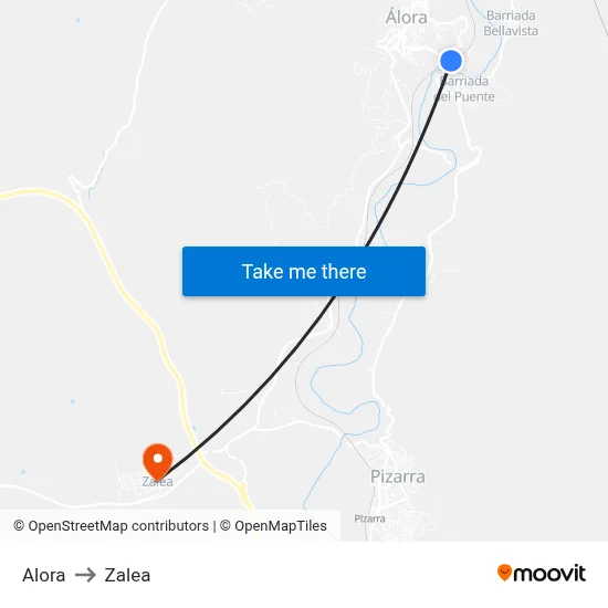 Alora to Zalea map