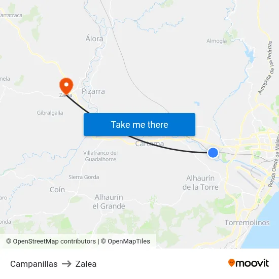 Campanillas to Zalea map