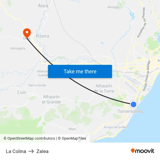 La Colina to Zalea map