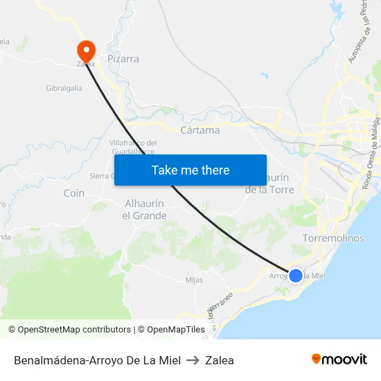 Benalmádena-Arroyo De La Miel to Zalea map