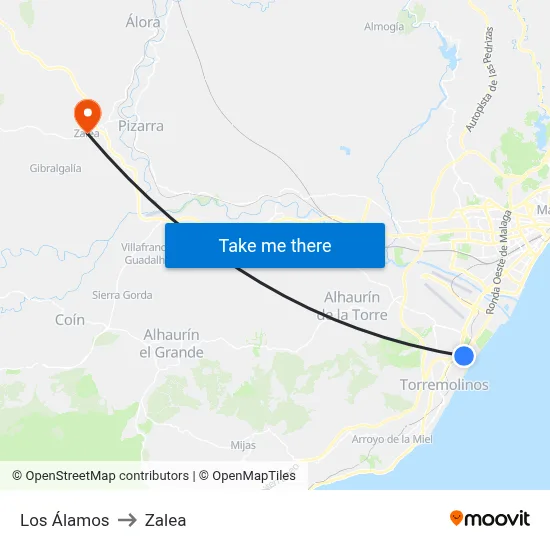 Los Álamos to Zalea map