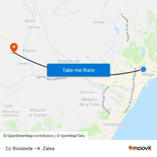 Cc Rosaleda to Zalea map