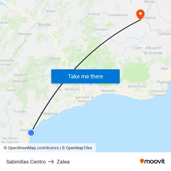 Sabinillas Centro to Zalea map