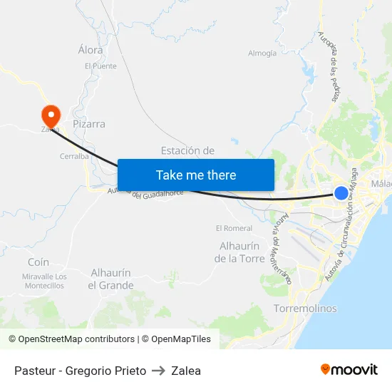 Pasteur - Gregorio Prieto to Zalea map