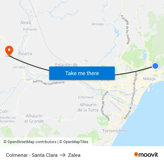 Colmenar - Santa Clara to Zalea map