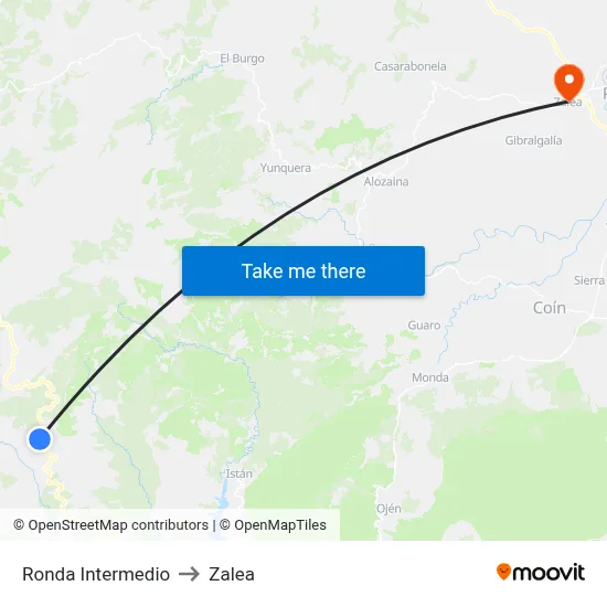 Ronda Intermedio to Zalea map
