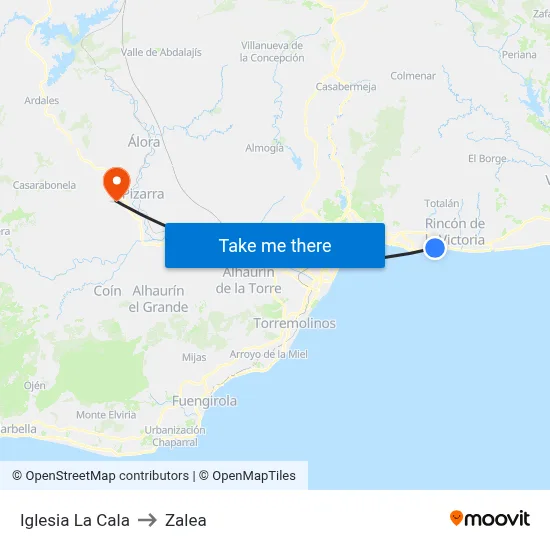 Iglesia La Cala to Zalea map