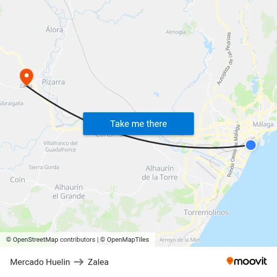 Mercado Huelin to Zalea map