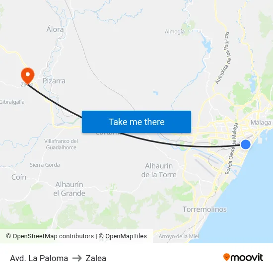 Avd. La Paloma to Zalea map
