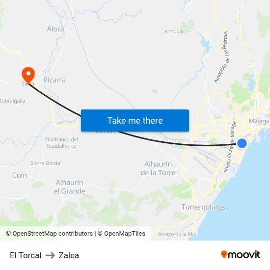 El Torcal to Zalea map