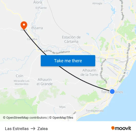 Las Estrellas to Zalea map