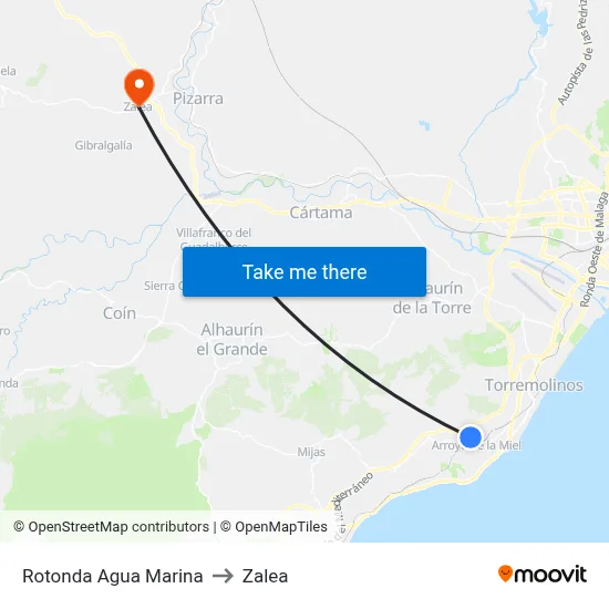 Rotonda Agua Marina to Zalea map