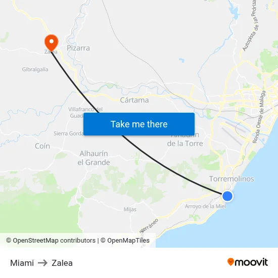 Miami to Zalea map