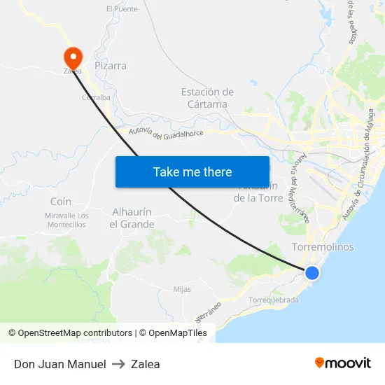 Don Juan Manuel to Zalea map