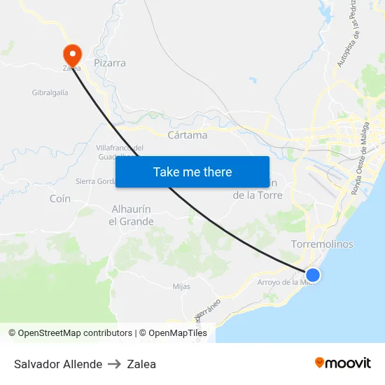 Salvador Allende to Zalea map