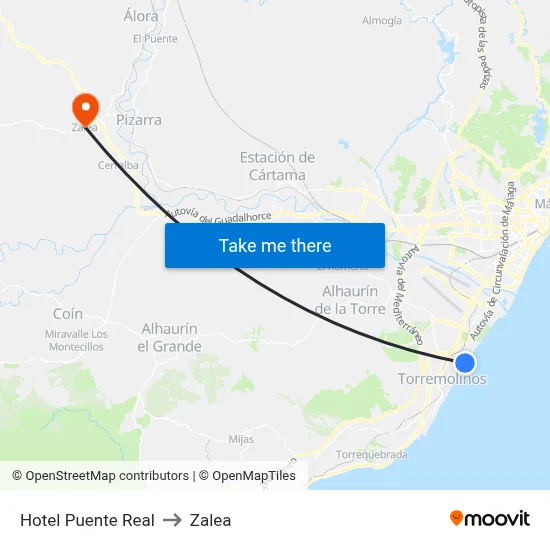 Hotel Puente Real to Zalea map