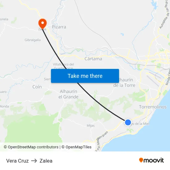 Vera Cruz to Zalea map