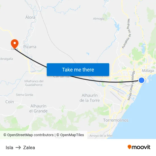 Isla to Zalea map