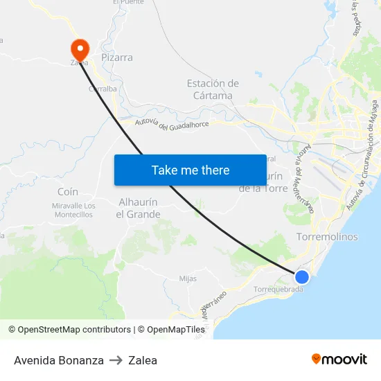 Avenida Bonanza to Zalea map