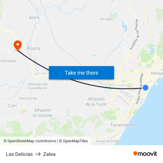 Las Delicias to Zalea map